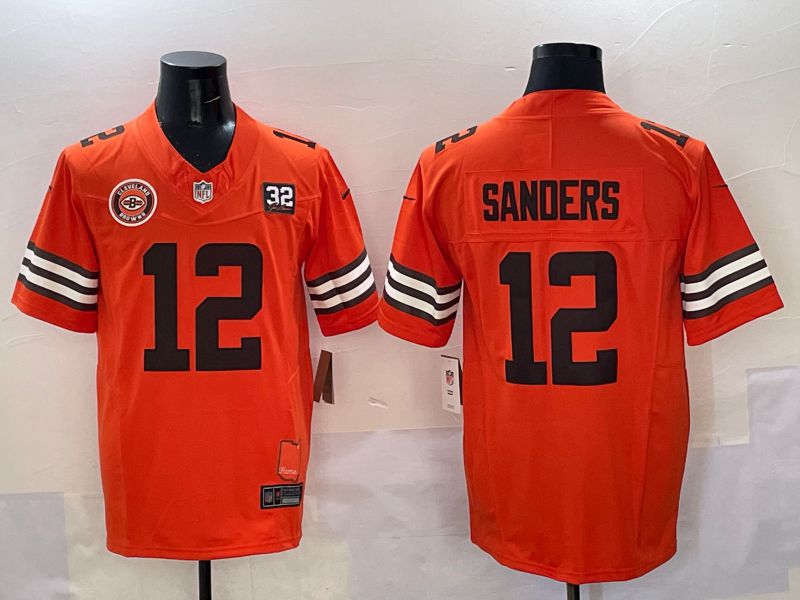Men 2025 Cleveland Browns #12 Sanders Orange Throwback Three generations Nike Limited NFL Jersey style 2->cleveland browns->NFL Jersey